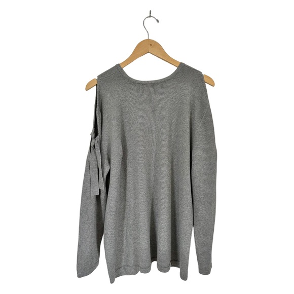 J. Jill Cotton Rayon Cold Shoulder Crew Neck Pullover Sweater Ties Gray Size XL - Picture 8 of 13